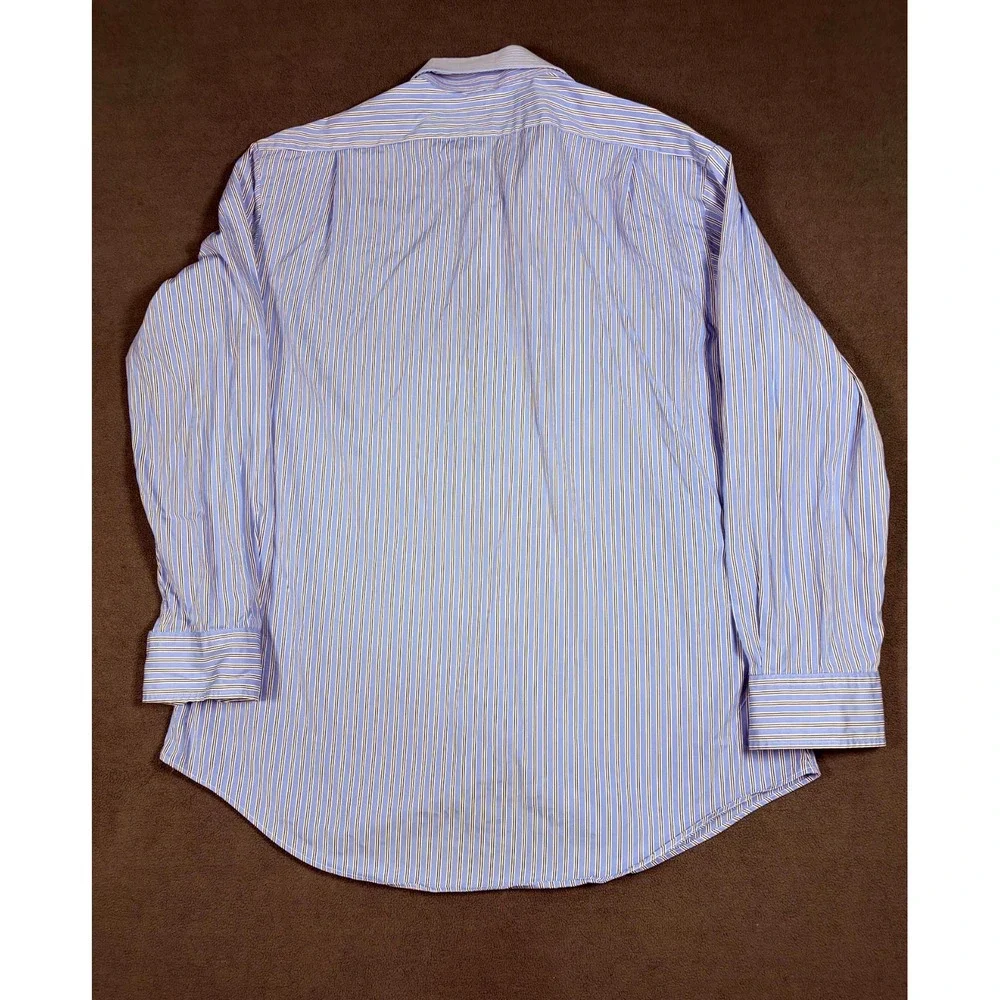 Polo By Ralph Lauren Dress Shirt Mens 16.5 Blue White Striped Regent Custom Fit